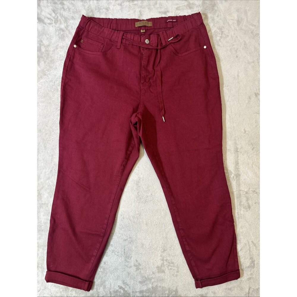 Judy Blue Burgundy Garment Dyed Jogger Jeans Drawstring 18W